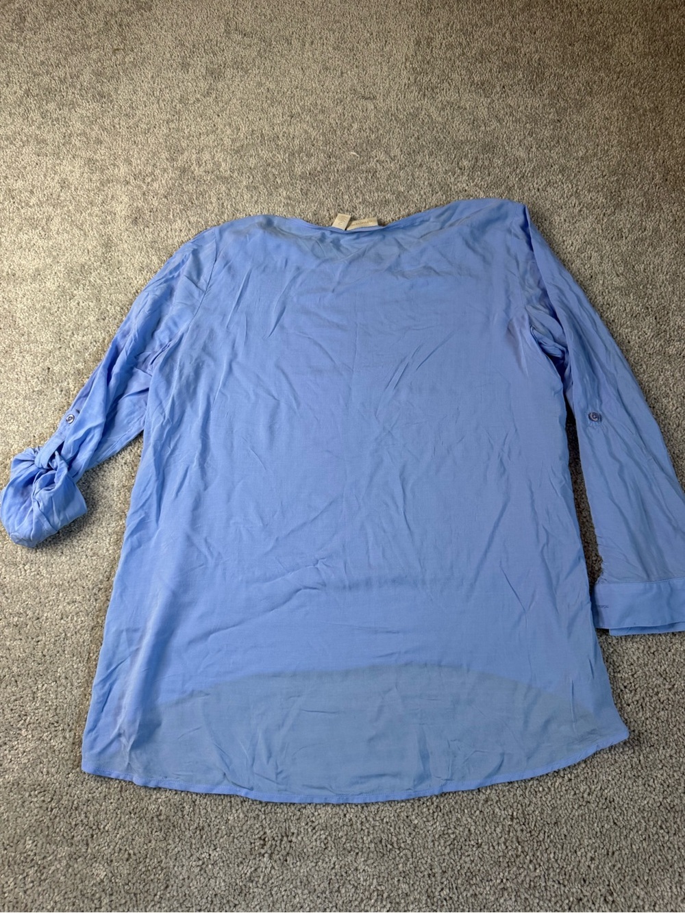 Chico's Fairview Blue Sequin-Embellished High-Low Blouse - Picture 2 of 9